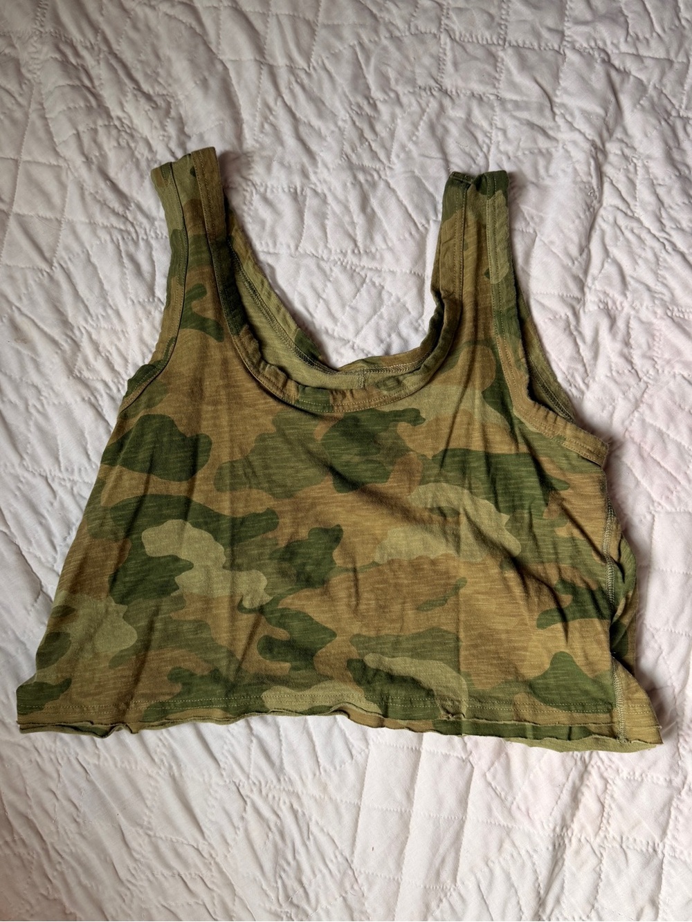 Pilcro Olive Camo Cropped Tank Top
